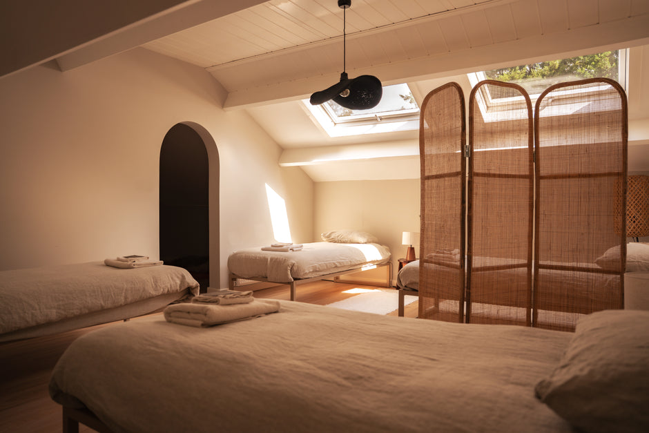 Bright and calming four bedroom with single beds, natural light at the retreat location